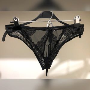 black lace crotchless panties